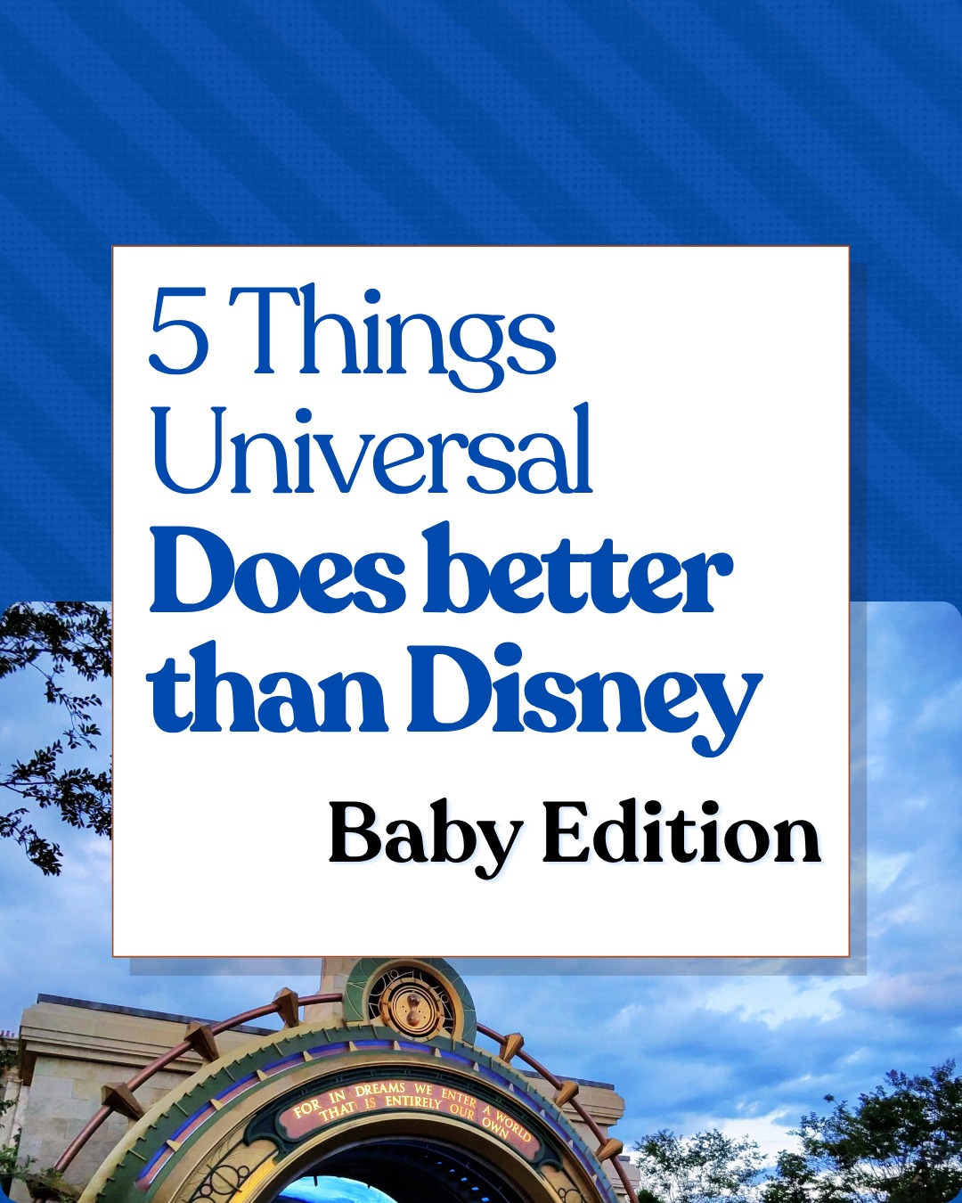 Hot take from an agent who books both: Disney isn’t always the default for babies.

Swipe to see why Universal might win for your littlest traveler.

Spoiler Alert: #4 is a game changer for nap time.

Planning a trip with a baby? I do free quotes + park strategy for both destinations. Comment "BABY" and I’ll help you pick the right one.